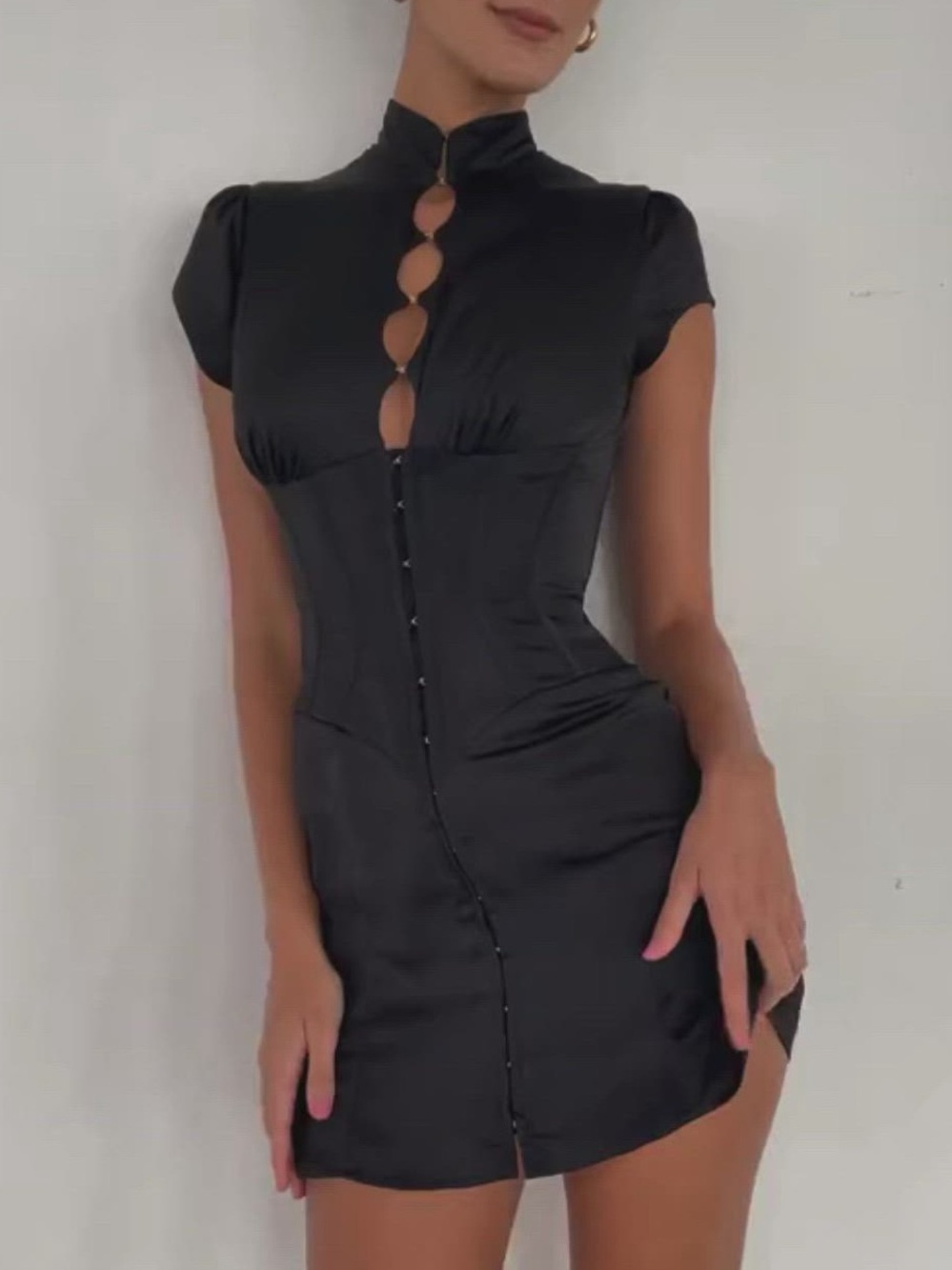 House of CB Carmina black mini cut out dress